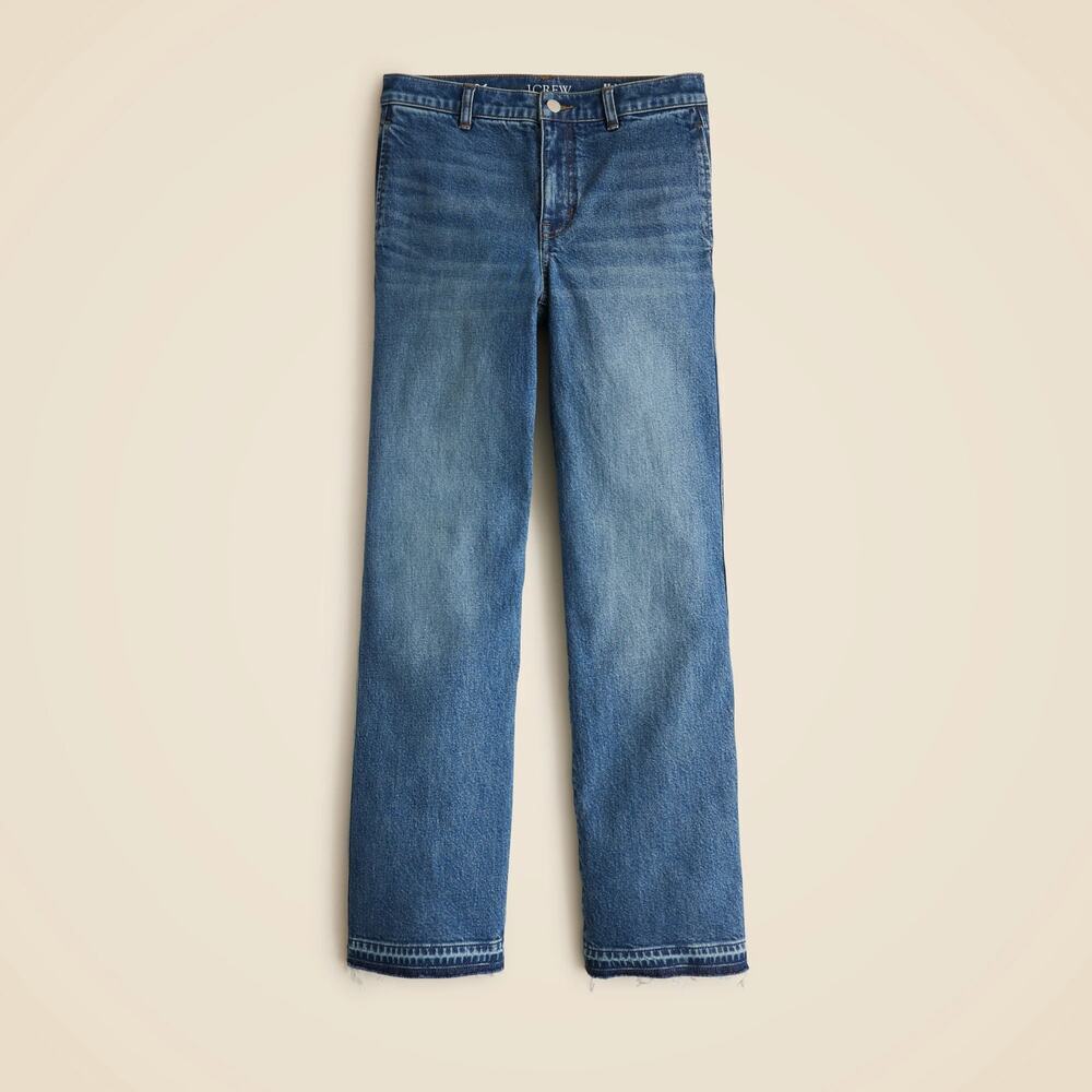 J. Crew Full Length Slim Wide Leg Trouser Jeans Blue 30 / 10